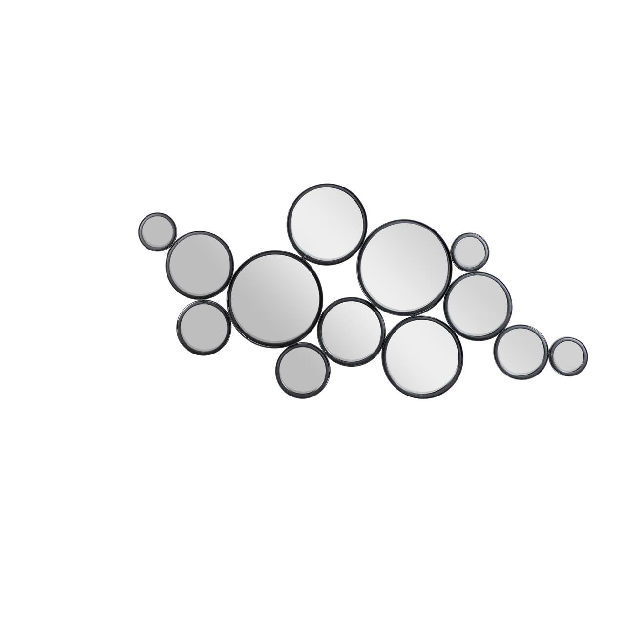 52" Black Contemporary Metal Wall Mirror Cluster